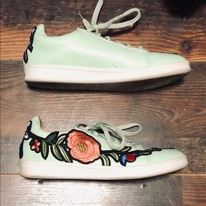 Mint green embroidered sneakers